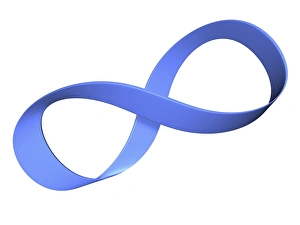 Impressions de L'artwork informatique d'une bande de Möbius - une superficie fermée continue avec seulement une face Images datées de 2012 mars: Boucle de Mobius, œuvre d'art informatique