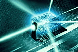 Impressions de Image conceptuelle : les cristaux nano-structure stockent des états quantiques d'information pour une accès à partir de leur réseau cristallin multiforme Images datées de 2011 mai: Cœur de calcul quantique