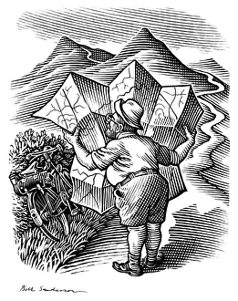 Vintage Navigation Impressions: Reading a map, artwork