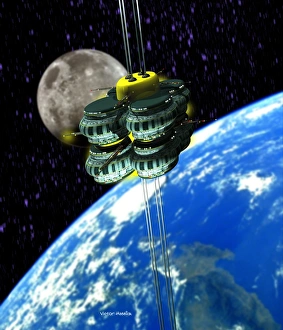 Space Art Illustration Impressions: Space elevator