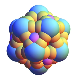 Impressions de L'art informatique d'une représentation de sphères montrant une forme géométrique similaire à celle d'un virus ou à une structure moléculaire abstraite ou fractale Images datées de 2011 janvier: La forme sphérique, l'art abstrait