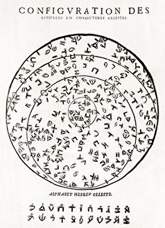 Ancient Astronomy Illustrations Impressions: Star map using Hebrew characters