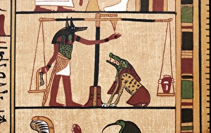 Impressions de Dans la Salle des Deux Pliures Maât, cette illustration du Livre des Morts représente le Jugement de l'Âme Images datées de 2012 juillet: L'Essai de la conscience