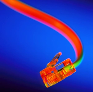 Network Technology Impressions: View of a computer ethernet connector