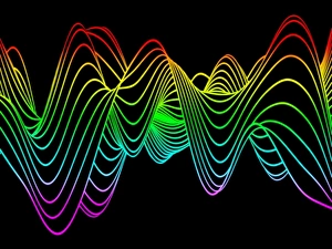 Impressions de L'artwork informatique de vagues sinusoidales représentées sous forme de tracés en fil à plume Images datées de 2011 janvier: Modèle à ondes, œuvre d'art informatique