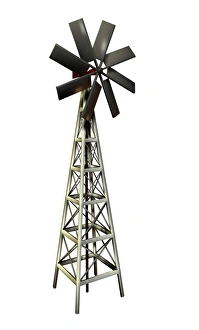 Impressions de Moulin à vent, œuvre d'art informatique. Ce type de moulin à vent peut être utilisé pour générer de l'électricité ou pomper de l'eau Images datées de 2006 août: Windmill
