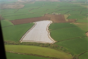 Uk Rural Scenery Impressions: Aerial of Cornish fields, Cornwall, England, United Kingdom, Europe