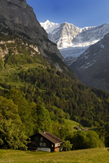 Mountain Village Scene Impressions: Chalets and mountains