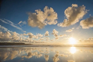 England Landscape Photography Impressions: Cloud reflections at Constantine Bay at sunset, Cornwall, England, United Kingdom, Europe
