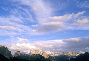 Dolomite Mountain Range Italy Impressions: Clouds above Marmolada range