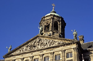 Royal Palace Amsterdam Impressions: Detail of the decoration of the upper part and clock