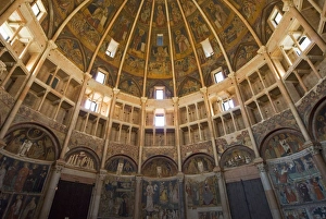 Emilia Romagna Travel Destination Impressions: Interior of the Baptistry, Parma, Emilia Romagna, Italy, Europe