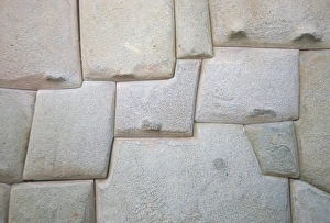 Peruvian Rock Formations Impressions: Interlocking Inca stonework in granite