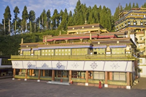 Traditional Asian Architecture Impressions: Main monastery building, Rumtek Gompa Complex, Gangtok, Sikkim, India, Asia