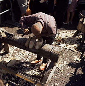 European Craftsmanship Impressions: Man making clogs