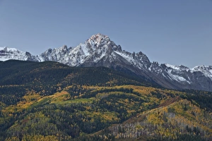 Colorado Mountain Landscape Impressions: Mount Sneffels at first light with a dusting of snow in the fall
