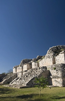 Ancient Mexican Civilization Impressions: One platform with two structures called the Twins, Ek Balam, Yucatan, Mexico