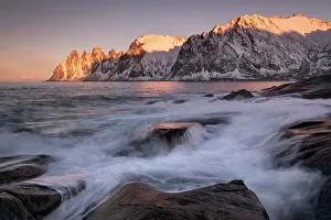 Norway Coastline Impressions: Rough Seas at The Devils Jaw (Devils Teeth) at sunset