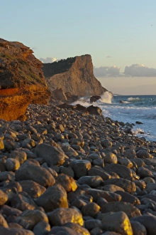 Ibiza Beaches Impressions: Sunset, Es Codolar Boulder beach, Ibiza, Balearic Islands, Spain, Mediterranean, Europe