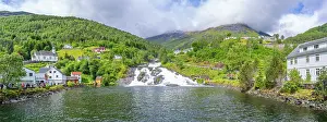 Waterfall In Scandinavia Impressions: View of Hellesylt waterfall in Hellesylt