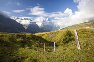 Bernese Oberland Scenic Views Impressions: View of Mount Eiger from First, Grindelwald, Bernese Oberland, Canton of Bern, Swiss Alps
