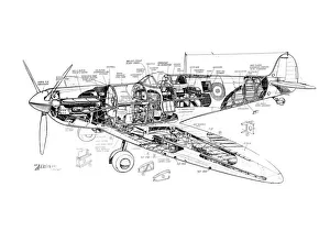 Spitfire Supermariné Mk 1A dessin coupé à lintérieur
