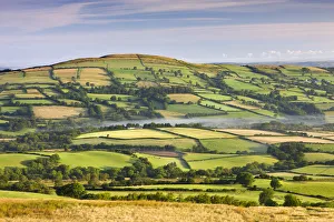 UK Rural Landscapes Impressions: Patchwork fields and rolling countryside, Brecon Beacons National Park, Carmarthenshire