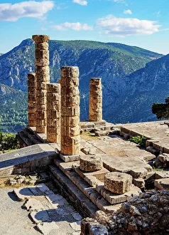 Archaeological Sites In Greece Impressions: The Temple of Apollo, elevated view, Delphi, Phocis, Greece
