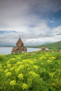 Central Asia Landmarks Impressions: Armenia, Sevan. Sevanavank Monastery, church exterior