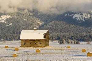 Rural Snowy Landscape Impressions: Rustic barn