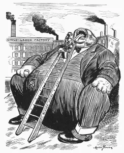Industriels Impressions: TRAVAIL DES ENFANTS CARTOON, c1912. Un petit enfant les nourrira.