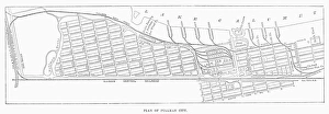 Vintage Engraving Artwork Impressions: MAP: PULLMAN, c1885. Map of the planned community of Pullman