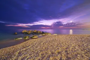 Impressions de Le lever du soleil, paysage marin, Porto Recanati, Marche, Italie, Europe Images Liées Impressions: Sunrise