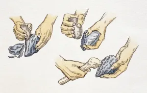 Illustration Impressions: Sequencem, façonnant des outils et armes de silex à l'aide de roches
