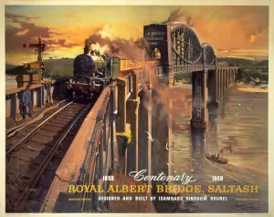 Le pont Royal Albert, Saltash, BR (WR) affiche, 1958.
