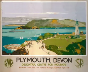 Plymouth, Devon, affiche GWR / SR, 1938.