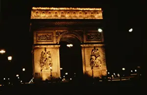 Paris Cityscape At Night Impressions: Arc De Triomphe