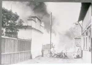 World War II Destruction Impressions: Bombs Exploding from Buildings