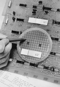 Futuristic Technology Impressions: Close up View of Microprocessor Chip