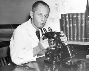 Scientist Portrait Impressions: Scientist Using Microscope