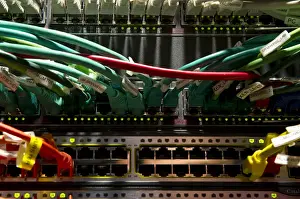 Electronic Equipment Impressions: Cabling and jacks on an internet server