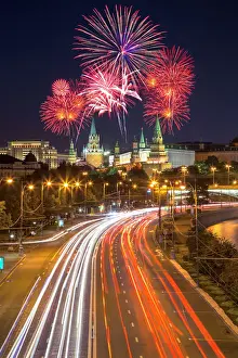 Feu dartifice au-dessus du Kremlin.