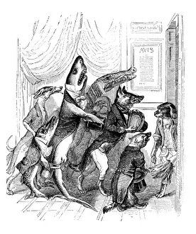 Vintage Inspired Artwork Impressions: Humanized animals illustrations: Queue