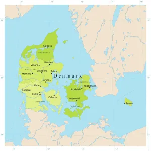 Impressions de Carte vectorisée détaillée du Danemark. Le fichier a été créé le 29 juillet 2011. Les couleurs dans le fichier .eps sont prêtes à l'impression (CMYK) Danemark Impressions: Carte vectorielle du Danemark.