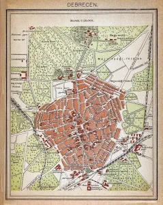 Impressions de Illustration d'une carte de Debrecen Hongrie Impressions: Carte de Debrecen.