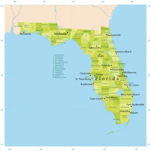 Carte de vecteur de Floride.