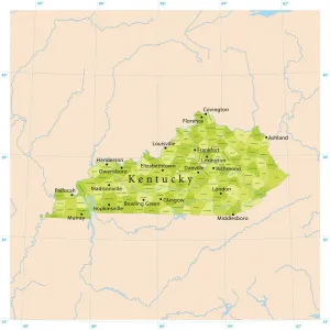 Illustrations De Cartes Impressions: Carte vectorielle du Kentucky.