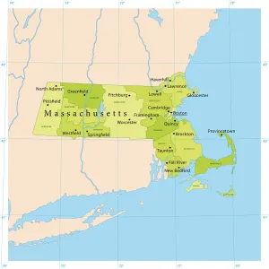 US State Maps For Print Impressions: Massachusetts Vector Map