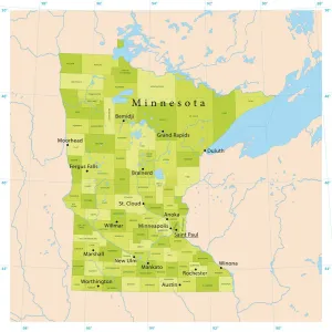 Carte de Vecteur du Minnesota.