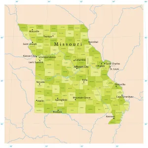 Illustrations De Cartes Impressions: Carte de Vecteur du Missouri